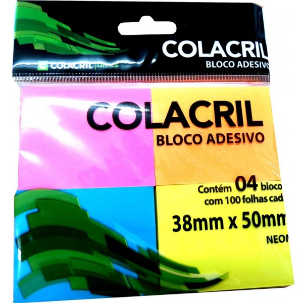 BLOCO ADESIVO 38X50 X4 REPNEON 100FLS NEON