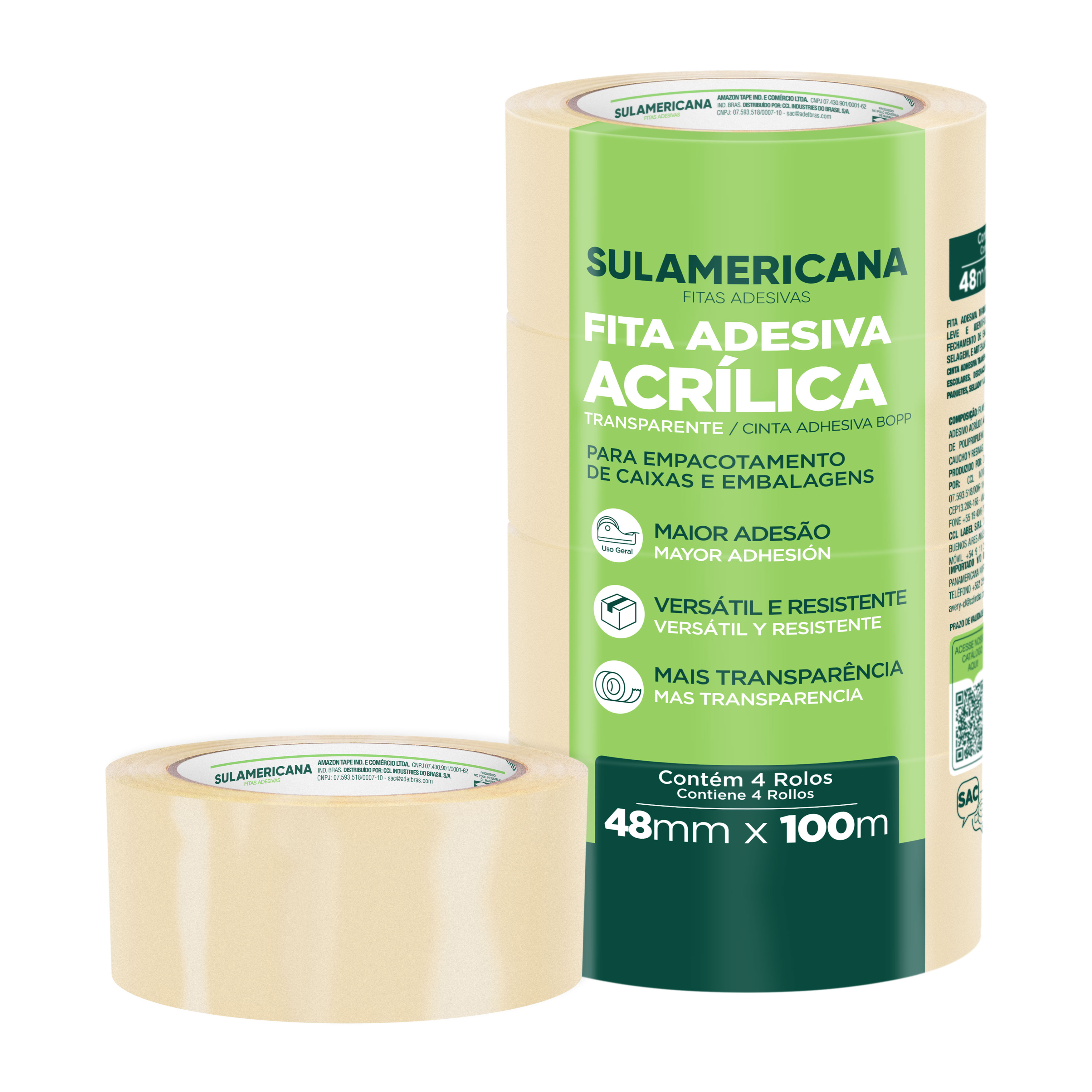 FITA TP EMPACOTAMENTO 48MMX100M PCT.C/4 SULAMERICA