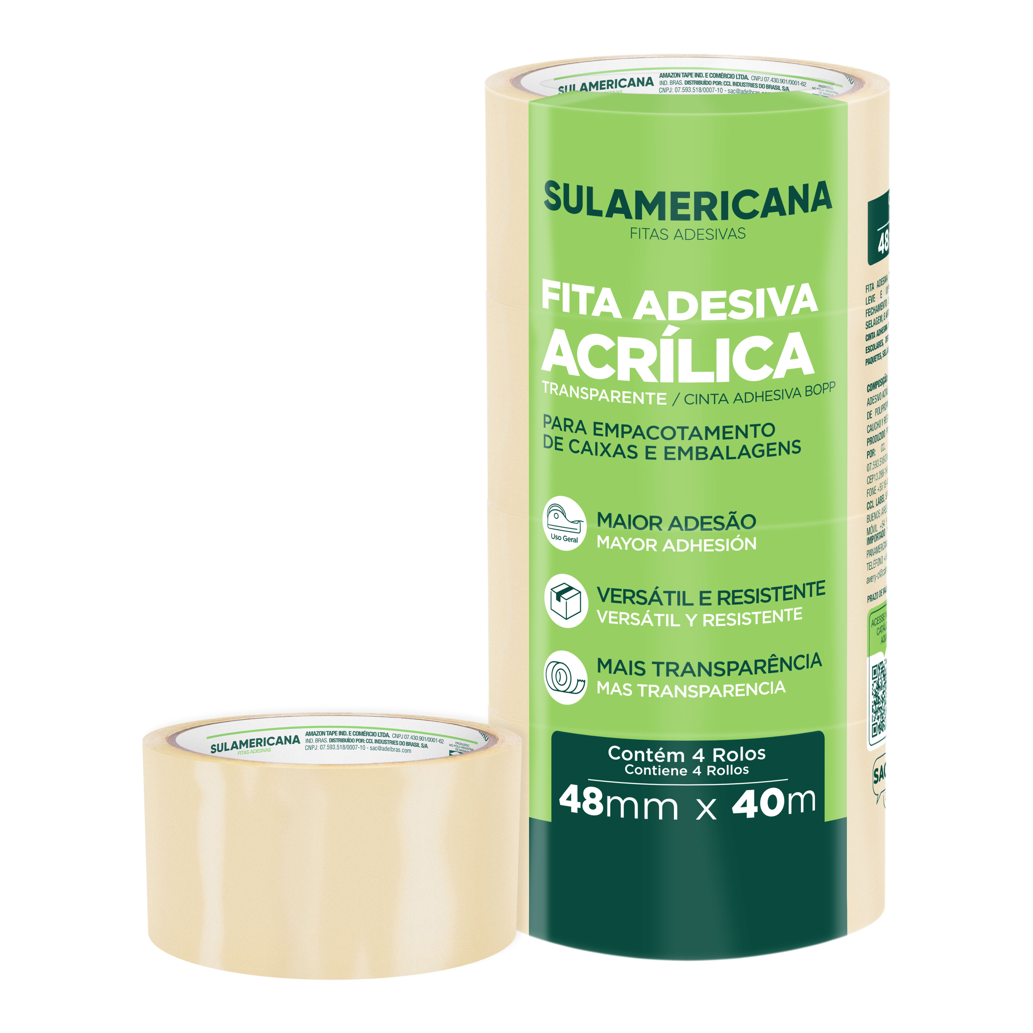 FITA TP EMPACOTAMENTO 48MMX40M PCT.C/4 SULAMERICAN