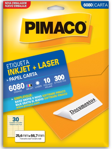 ETIQUETA ADESIVA 6080 PIMACO 10FLS CARTA