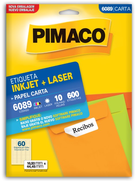 ETIQUETA ADESIVA 6089 PIMACO 10FLS CARTA