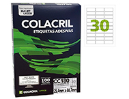 ETIQUETA ADESIVA COLACRIL CC180 100F 25,4X66,7 CAR