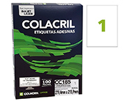 ETIQUETA ADESIVA COLACRIL CC185 100F 279,4X215,9 C