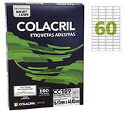 ETIQUETA ADESIVA COLACRIL CC189 100F 16,93X44,45 C