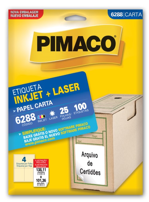 ETIQUETA ADESIVA 6288 PIMACO 25FLS CARTA