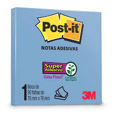 BLOCO ADESIVO 76X76 3M POST-IT 90FLS AZ CRISTAL