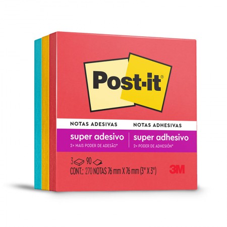 BLOCO ADESIVO 76X76 3M POST-IT 90FLSX3 DIVERSÃO