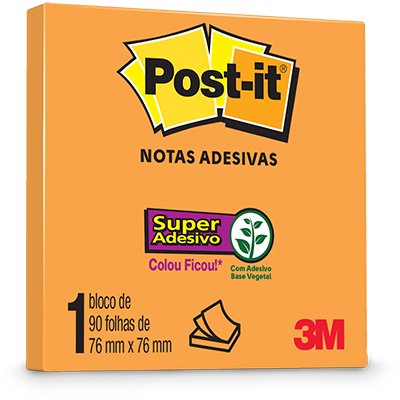 BLOCO ADESIVO 76X76 3M POST-IT 90FLS LARANJA