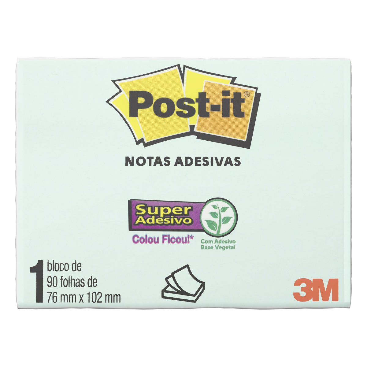 BLOCO ADESIVO 76X102 3M POST-IT 90FLS MENTA