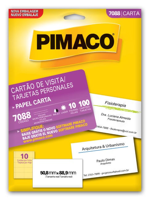 CARTÃO DE VISITA 7088 PIMACO C/10 FOLHAS/100 CARTÕ