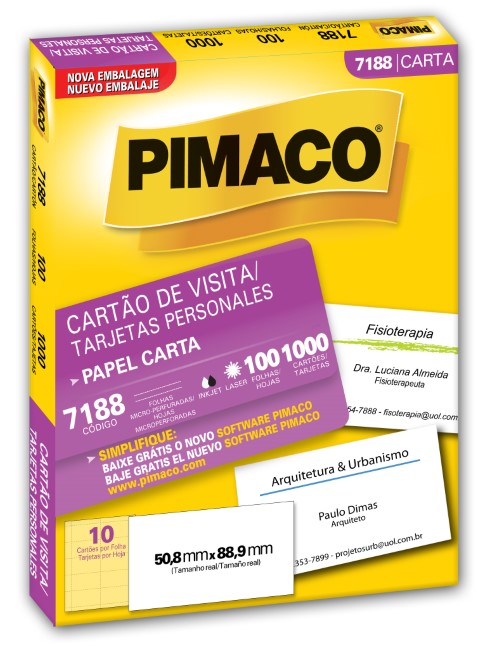 CARTÃO DE VISITA 7188 PIMACO C/100 FOLHAS/1000 CAR