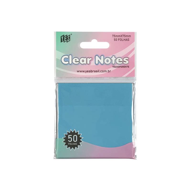 BLOCO ADESIVO 75X75 YES CLEAR NOTES C/50FLS AZUL