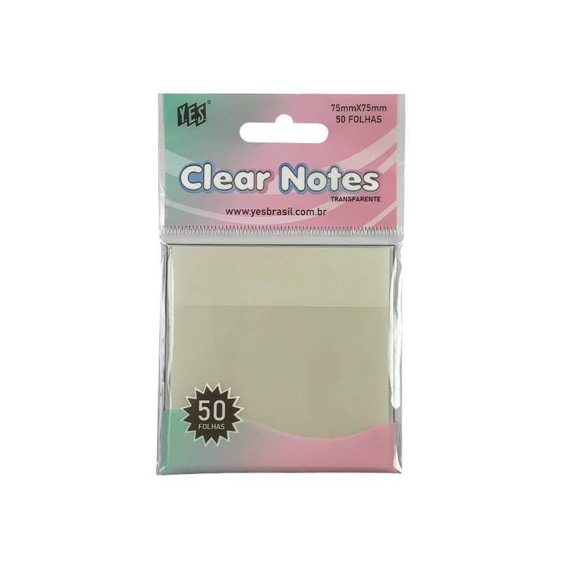 BLOCO ADESIVO 75X75 YES CLEAR NOTES C/50FLS CRISTA