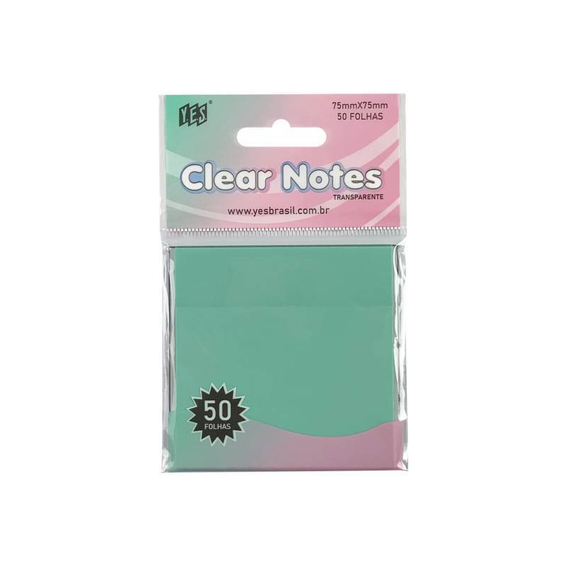 BLOCO ADESIVO 75X75 YES CLEAR NOTES C/50FLS VERDE