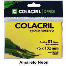 BLOCO ADESIVO 76X102 REP 100FLS AMARELO NEON