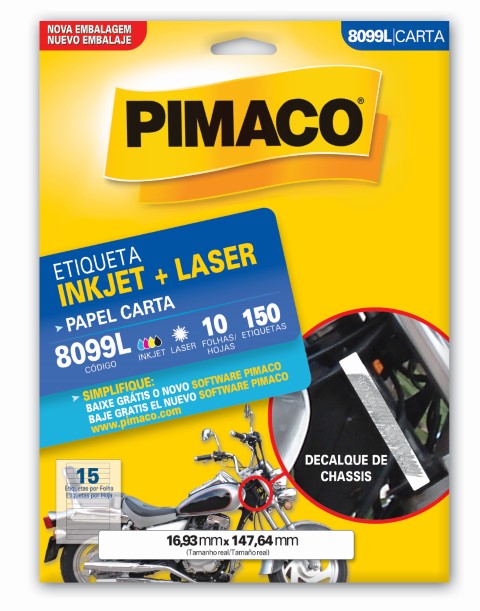 ETIQUETA ADESIVA 8099L PIMACO 10FLS CARTA VHS