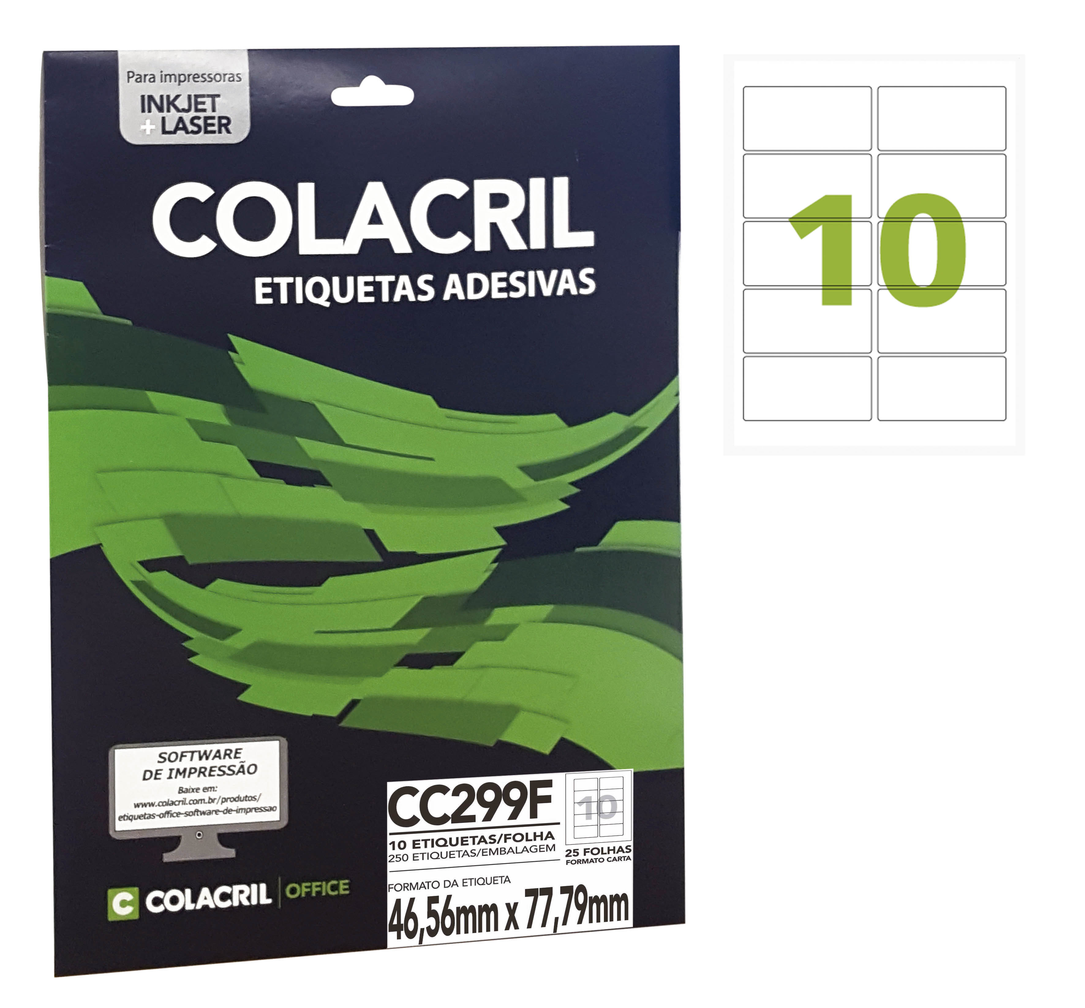 ETIQUETA ADESIVA COLACRIL CC299F 25F 46,56X77,79 C