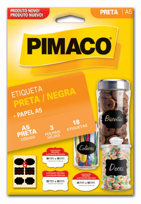 ETIQUETA ADESIVA A5 PRETA/LOUSA PIMACO 3FLS