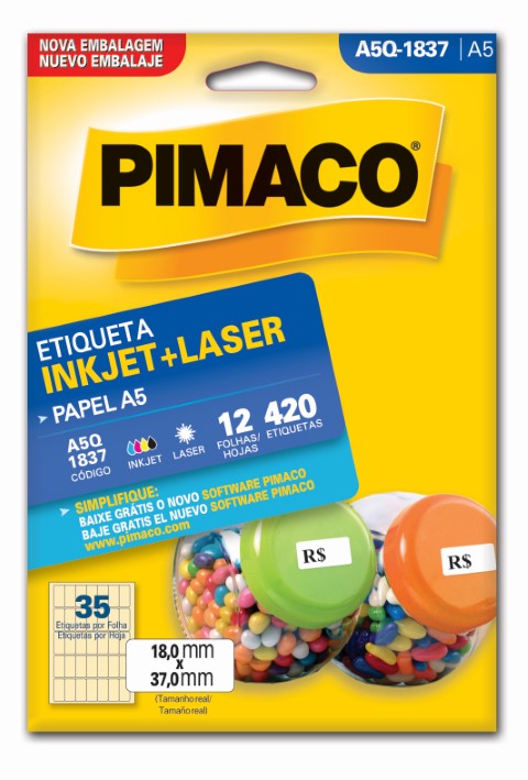 ETIQUETA ADESIVA A5Q1837 PIMACO 12FLS