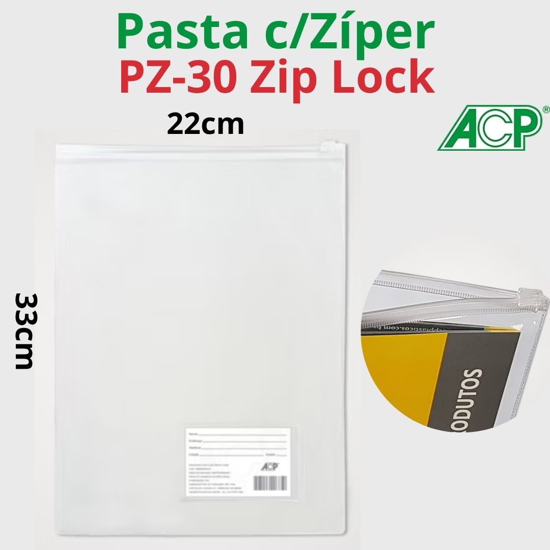 PASTA ZÍPER LOCK 22X33 C/PORTA CARTÃO ACP PZ-30