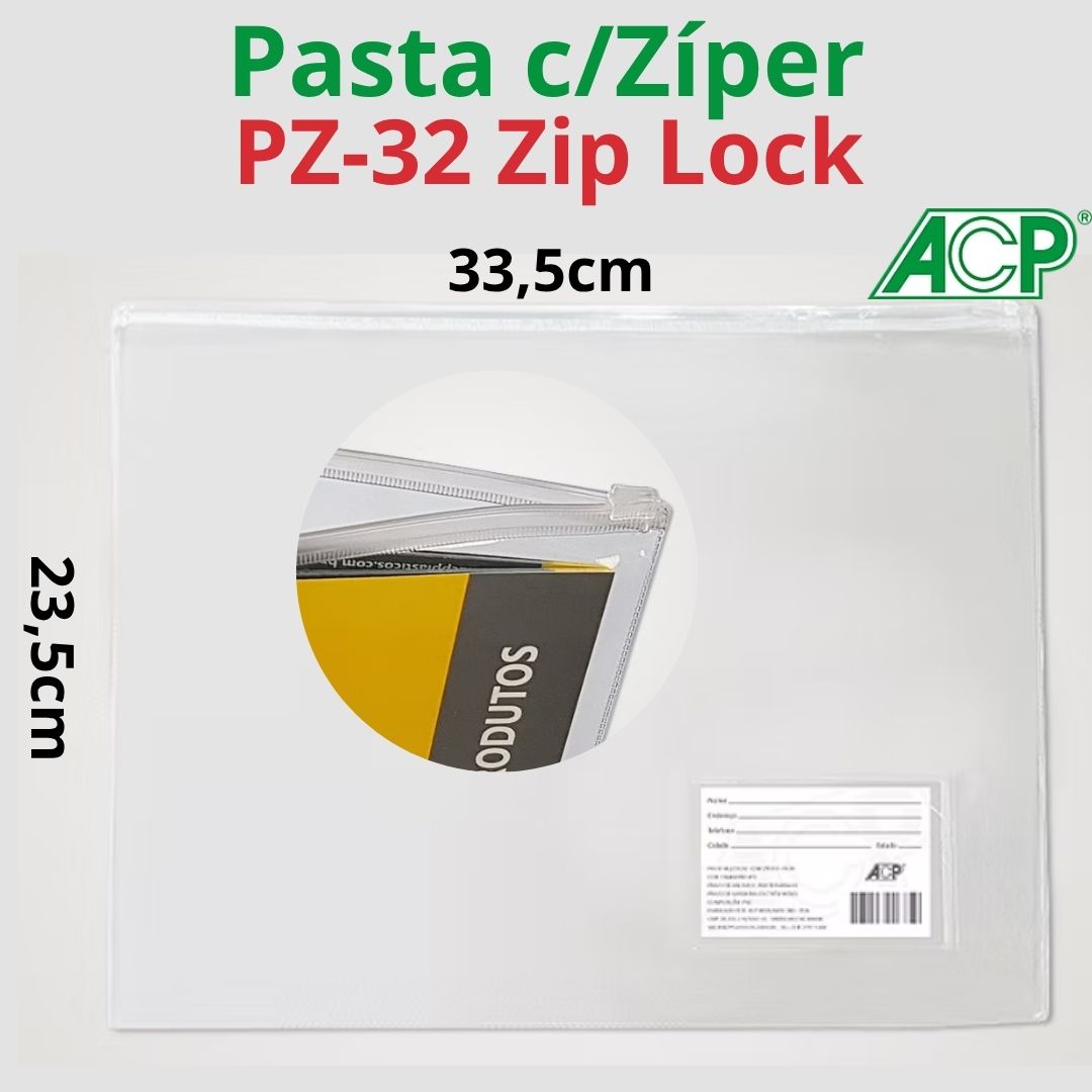 PASTA ZÍPER LOCK 24X33 C/PORTA CARTÃO A4 ACP PZ-32