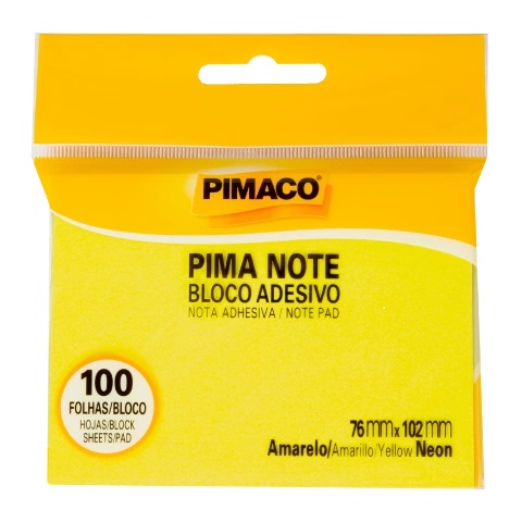 BLOCO ADESIVO 76X102 PIMACO 100FLS AMARELO NEON