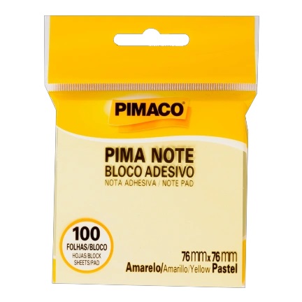 BLOCO ADESIVO 76X76 PIMACO 100FLS AMARELO PASTEL