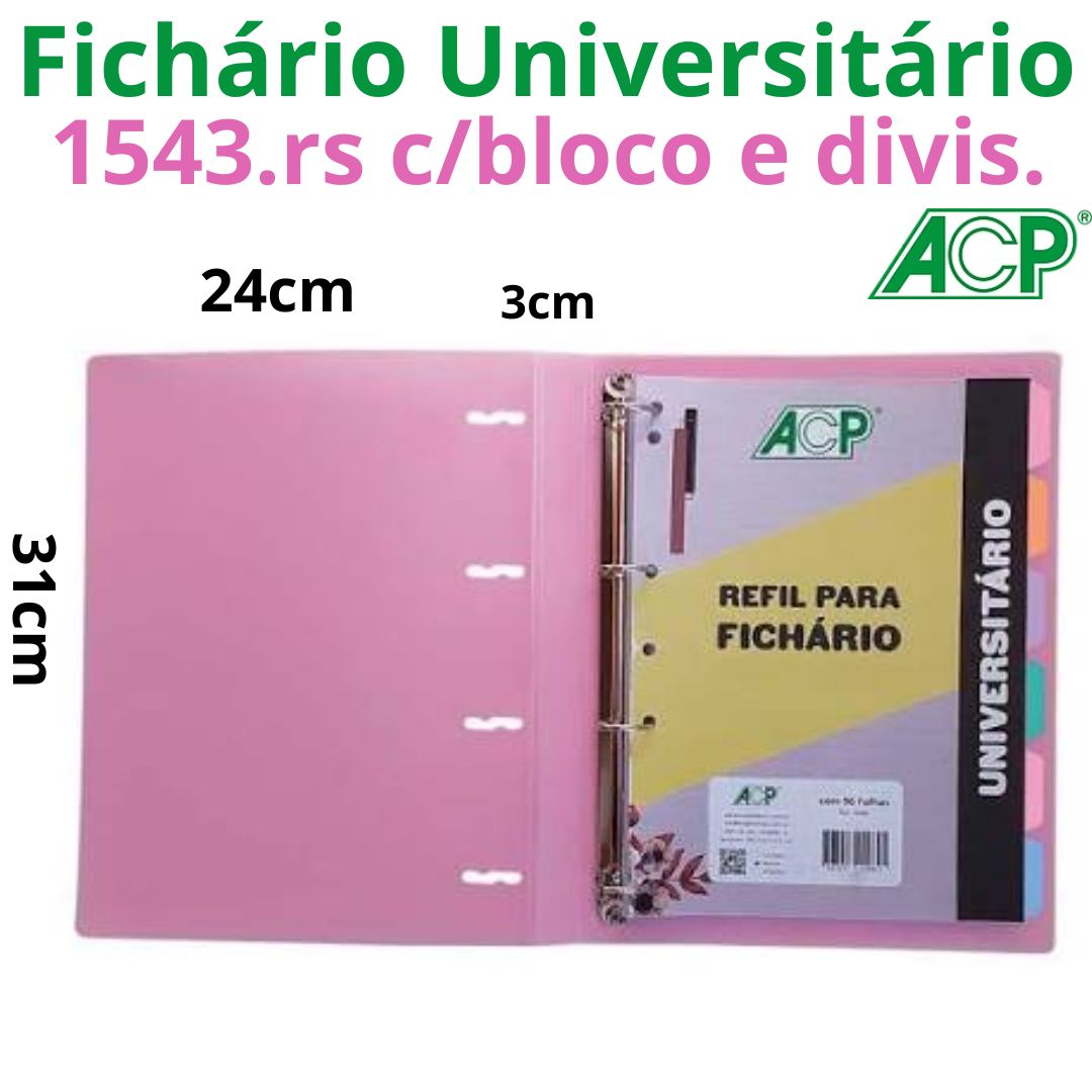 FICHÁRIO 4 ARG. A4 C/DIV., BLOCO ACP SWEET 1543.RS