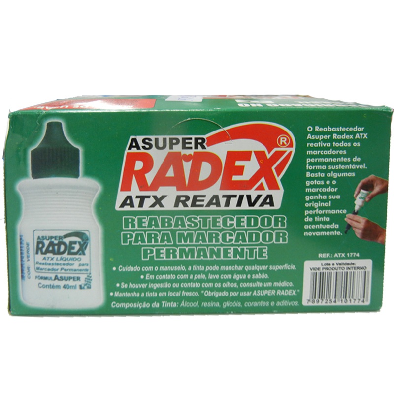 TINTA REABASTECEDORA 40ML RADEX ATX CX.C/12 VD