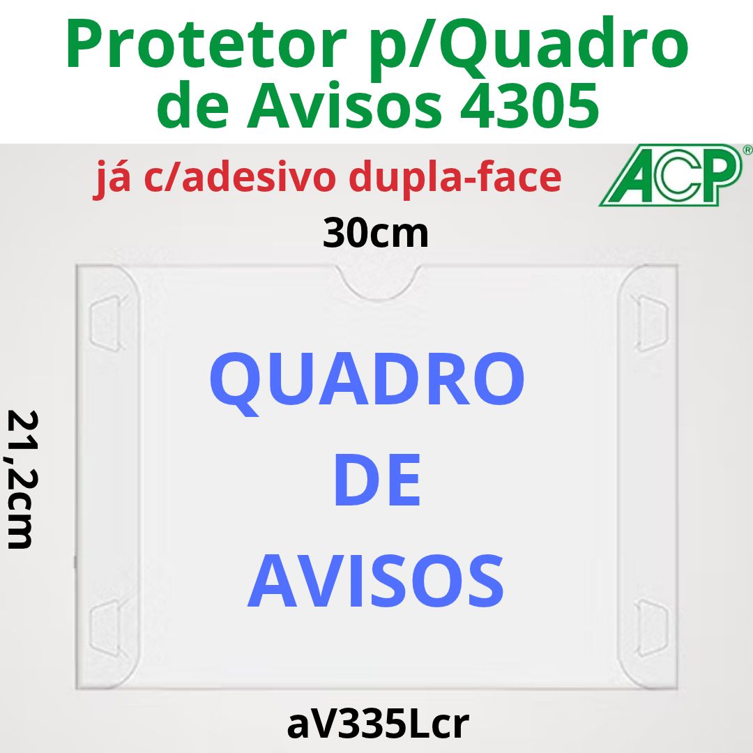 PASTA U ACP A4 HORIZONTAL QUADRO DE AVISO 4305