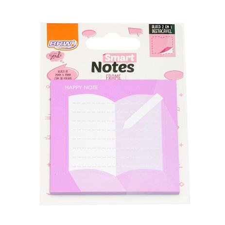 BLOCO SMART NOTES FRAME 2EM1 LIVRO LILÁS 75X75 30F