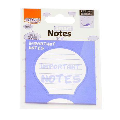 BLOCO SMART NOTES FRAME 2EM1 IMPORTANTE AZUL 75X75