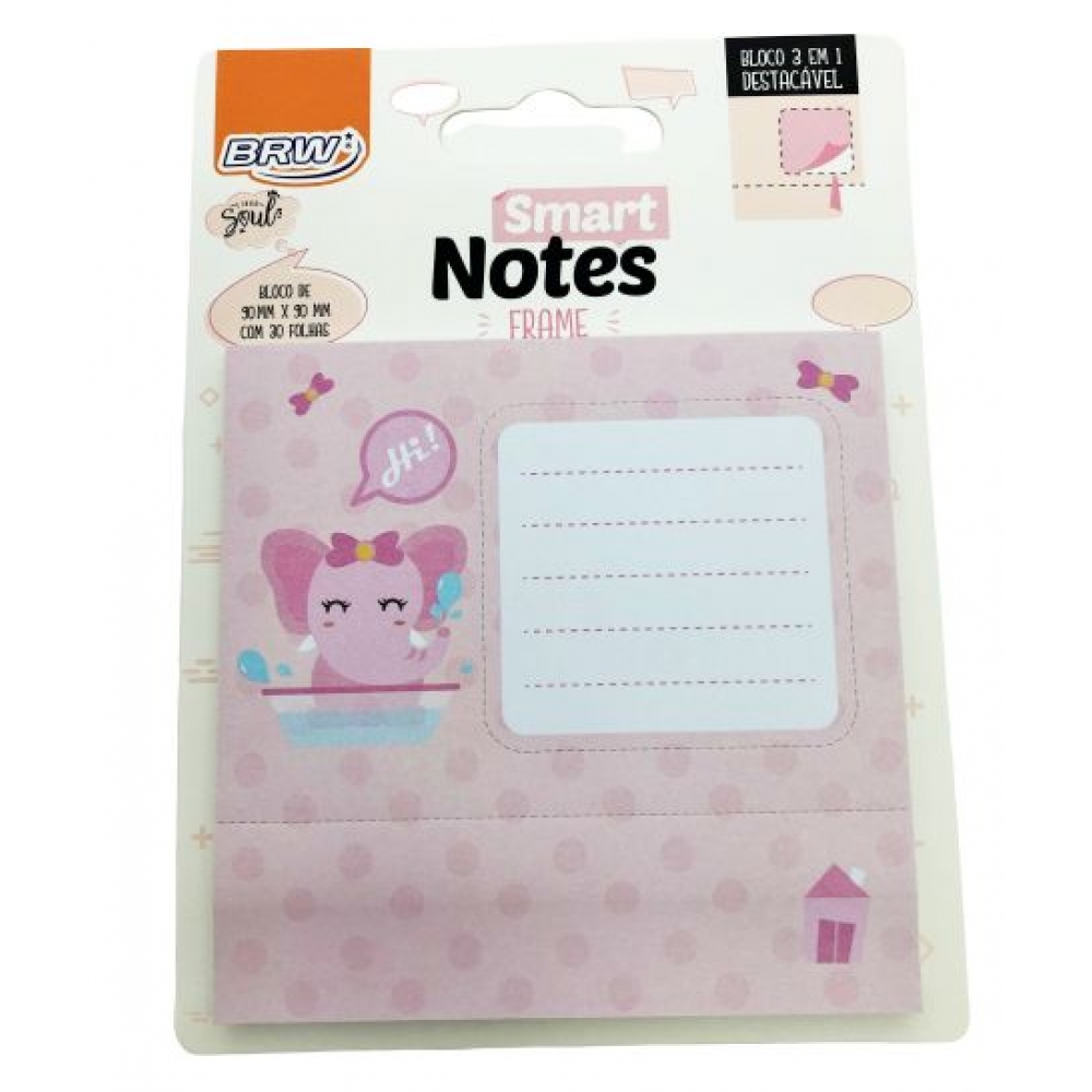 BLOCO SMART NOTES FRAME 3EM1 ELEFANTE 90X90 30FLS