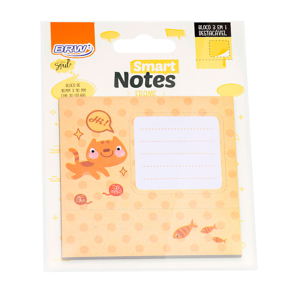 BLOCO SMART NOTES FRAME 3EM1 GATO 90X90 30FLS