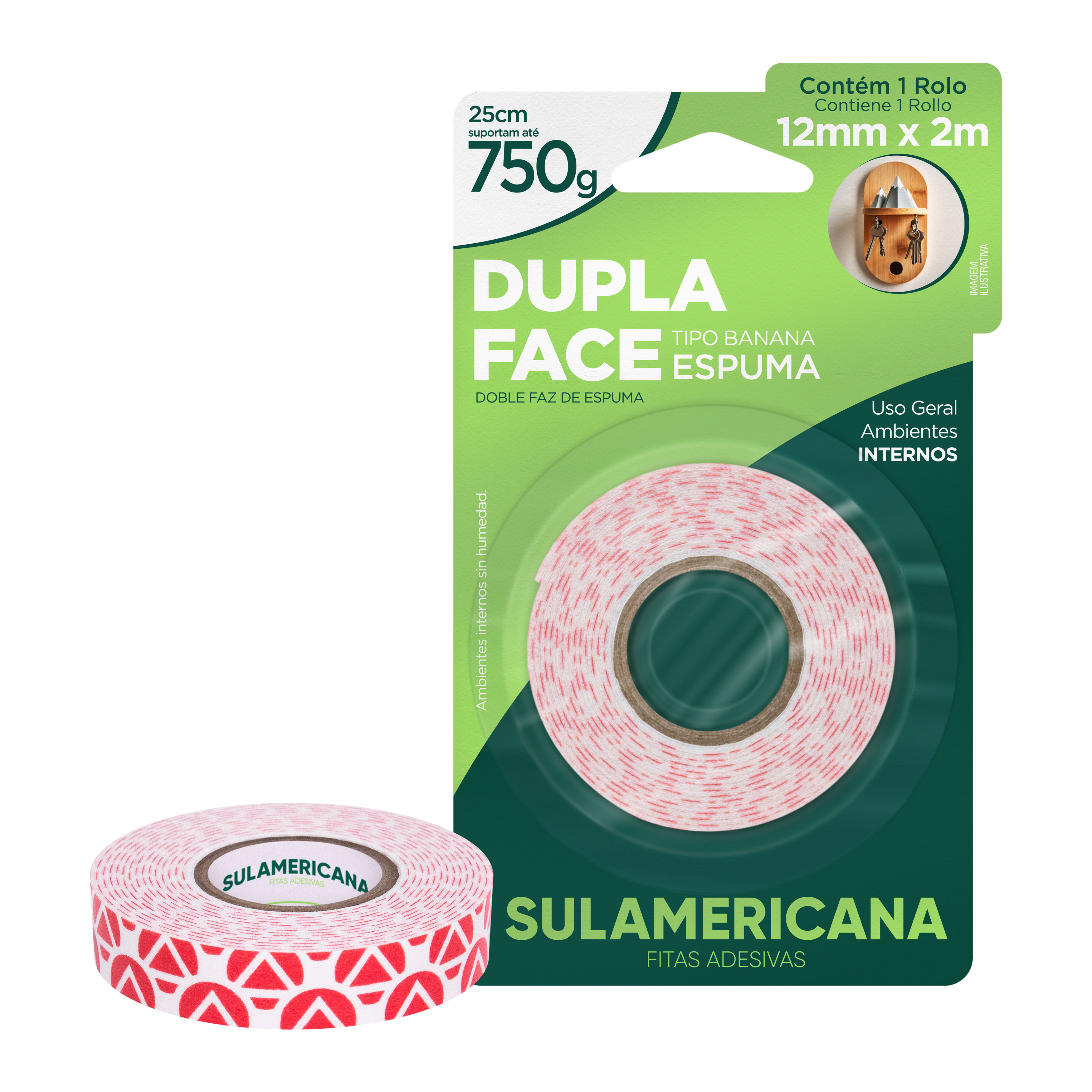 FITA DUPLA FACE ESPUMA 12MMX2M SULAMERICANA