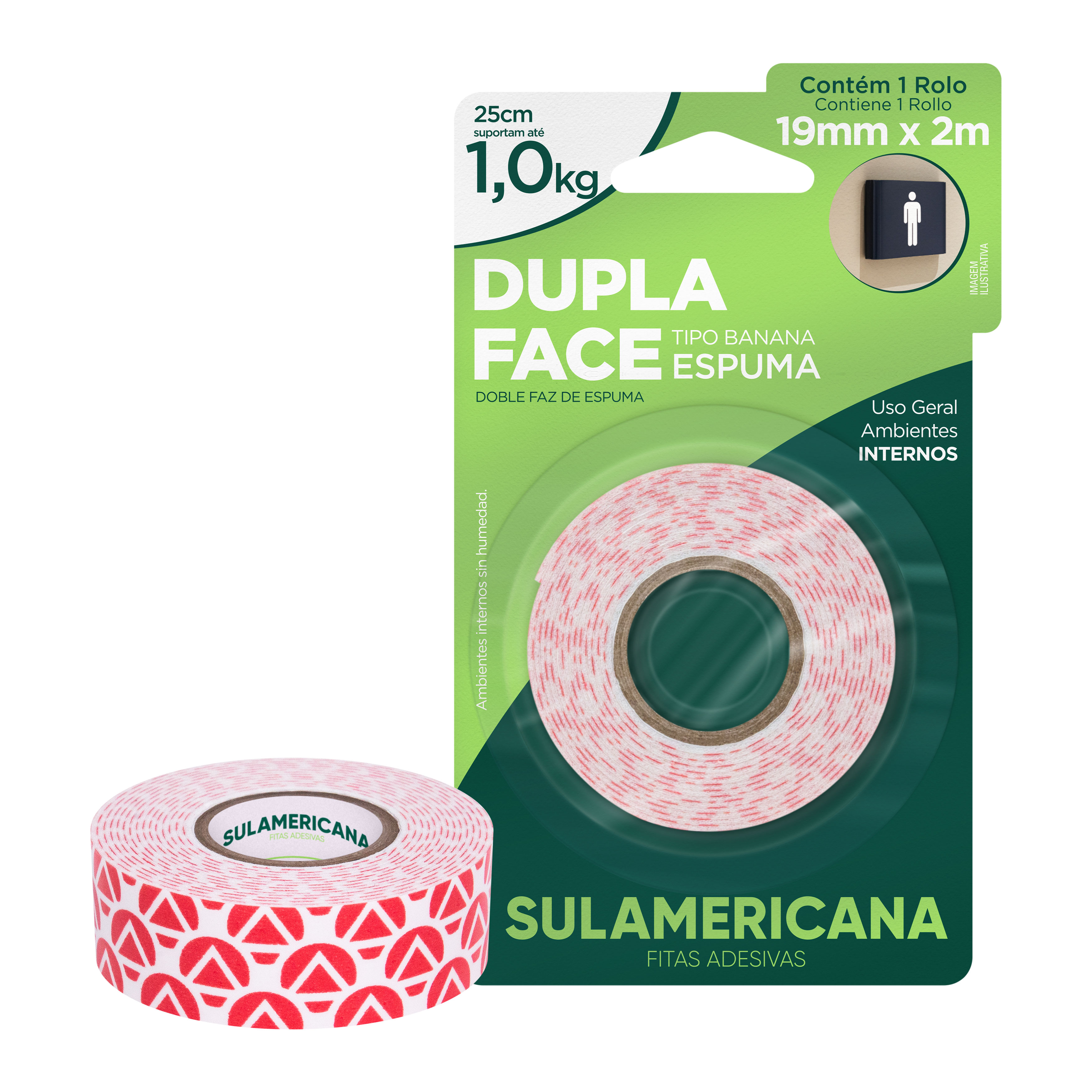 FITA DUPLA FACE ESPUMA 19MMX2M SULAMERICANA
