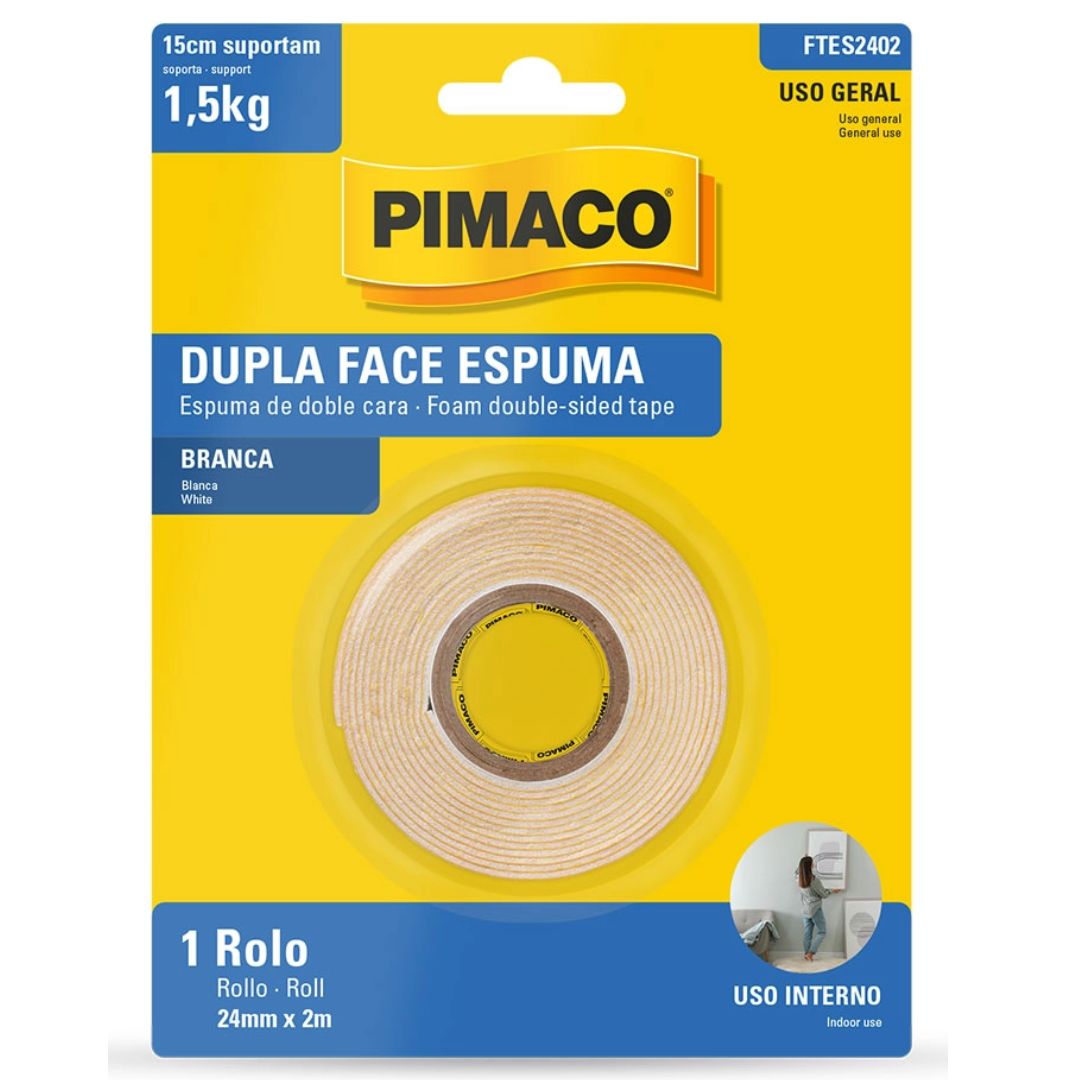 FITA DUPLA FACE ESPUMA 24MMX2M PIMACO 1,5KG BR