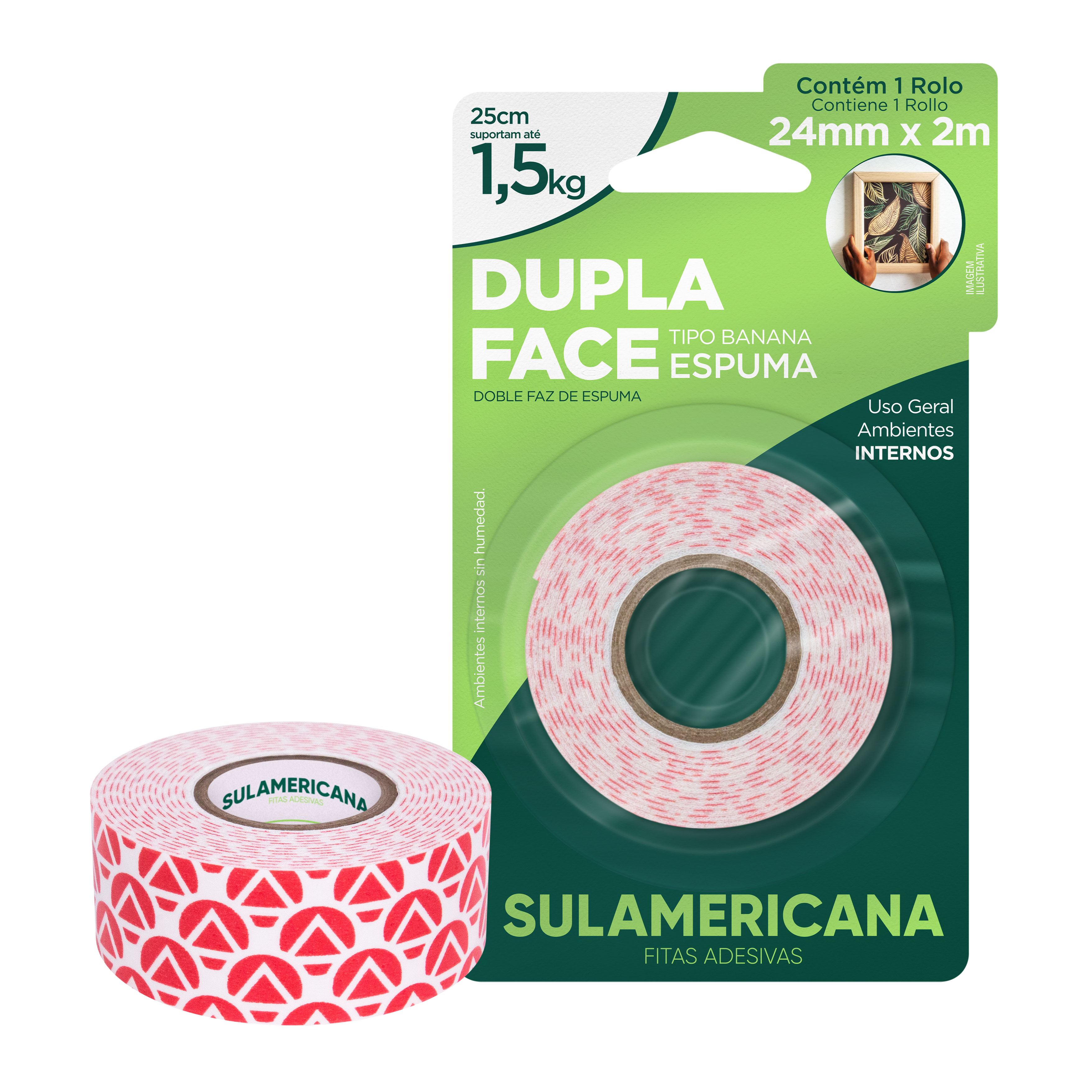FITA DUPLA FACE ESPUMA 24MMX2M SULAMERICANA