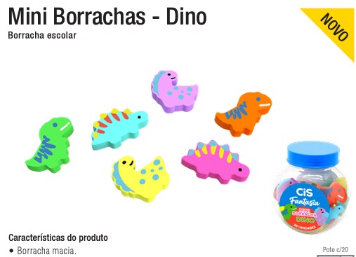 BORRACHA CIS MINI DINOSSAURO POTE C/20