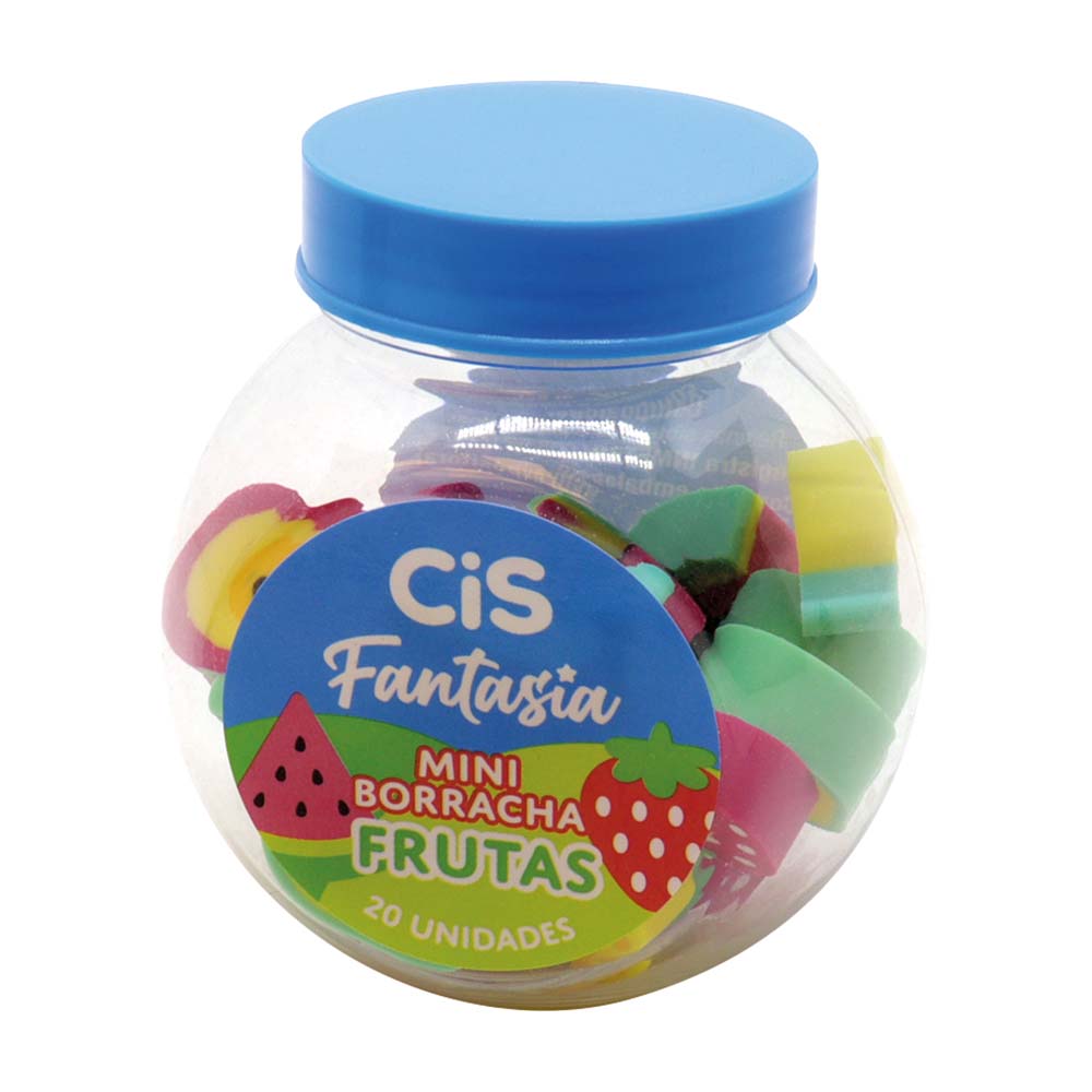 BORRACHA CIS FANTASIA MINI FRUTAS POTE C/20