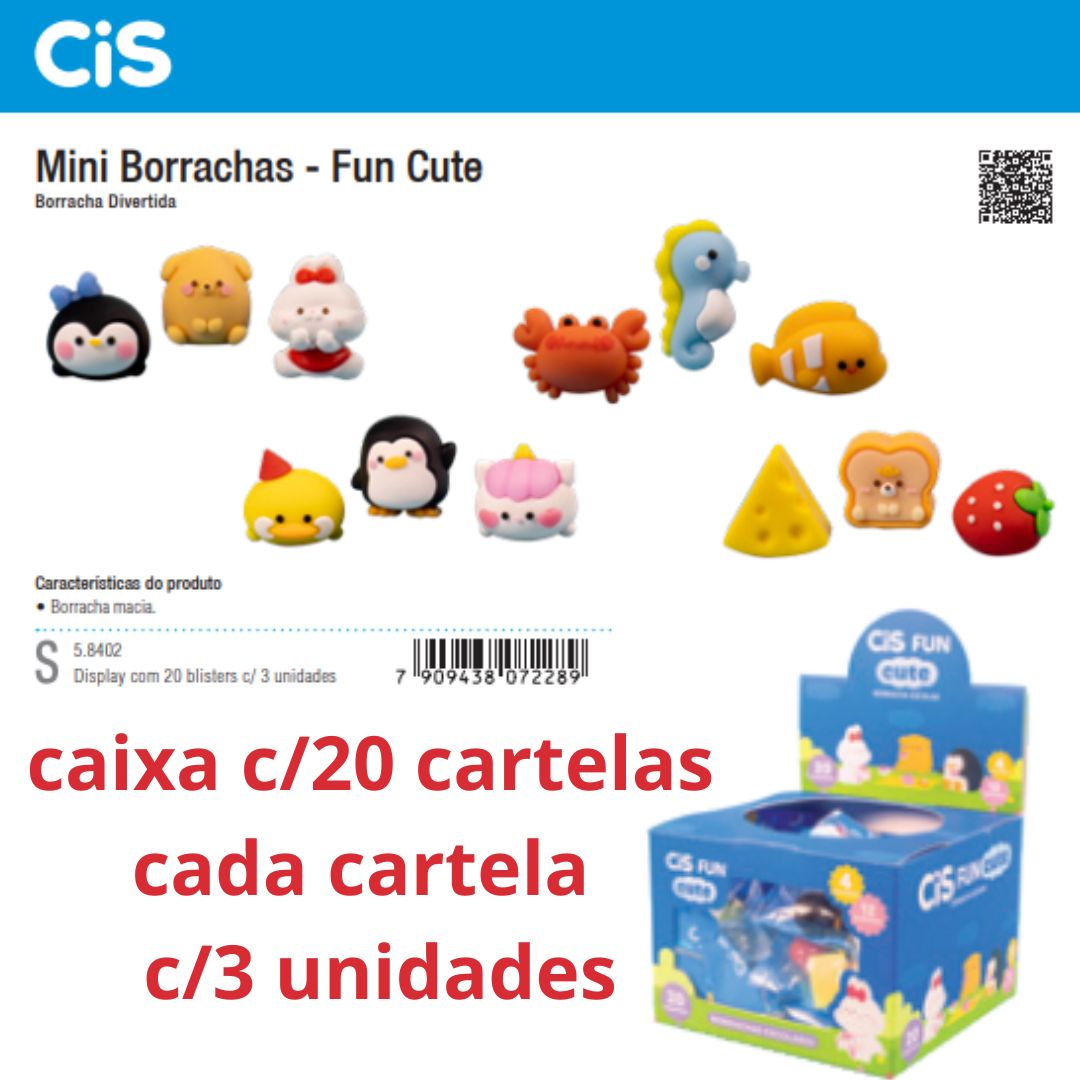 BORRACHA CIS MINI FUN DISPLAY C/20 ENV.C/3UNIDADES