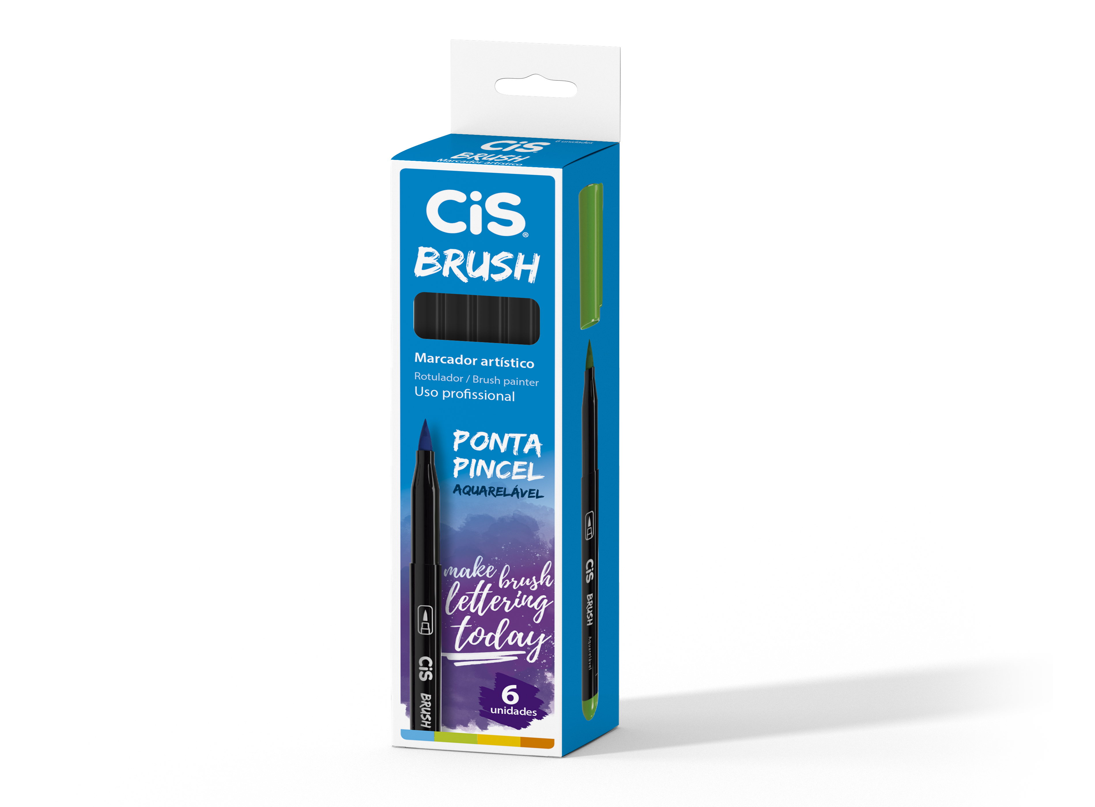 MARCADOR ARTÍSTICO BRUSH AQUARELÁVEL CIS C/6 PRETO