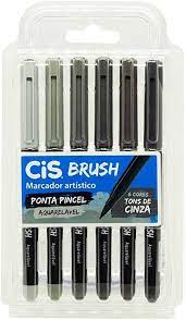 CANETA BRUSH CIS CX.C/6 TONS CINZA