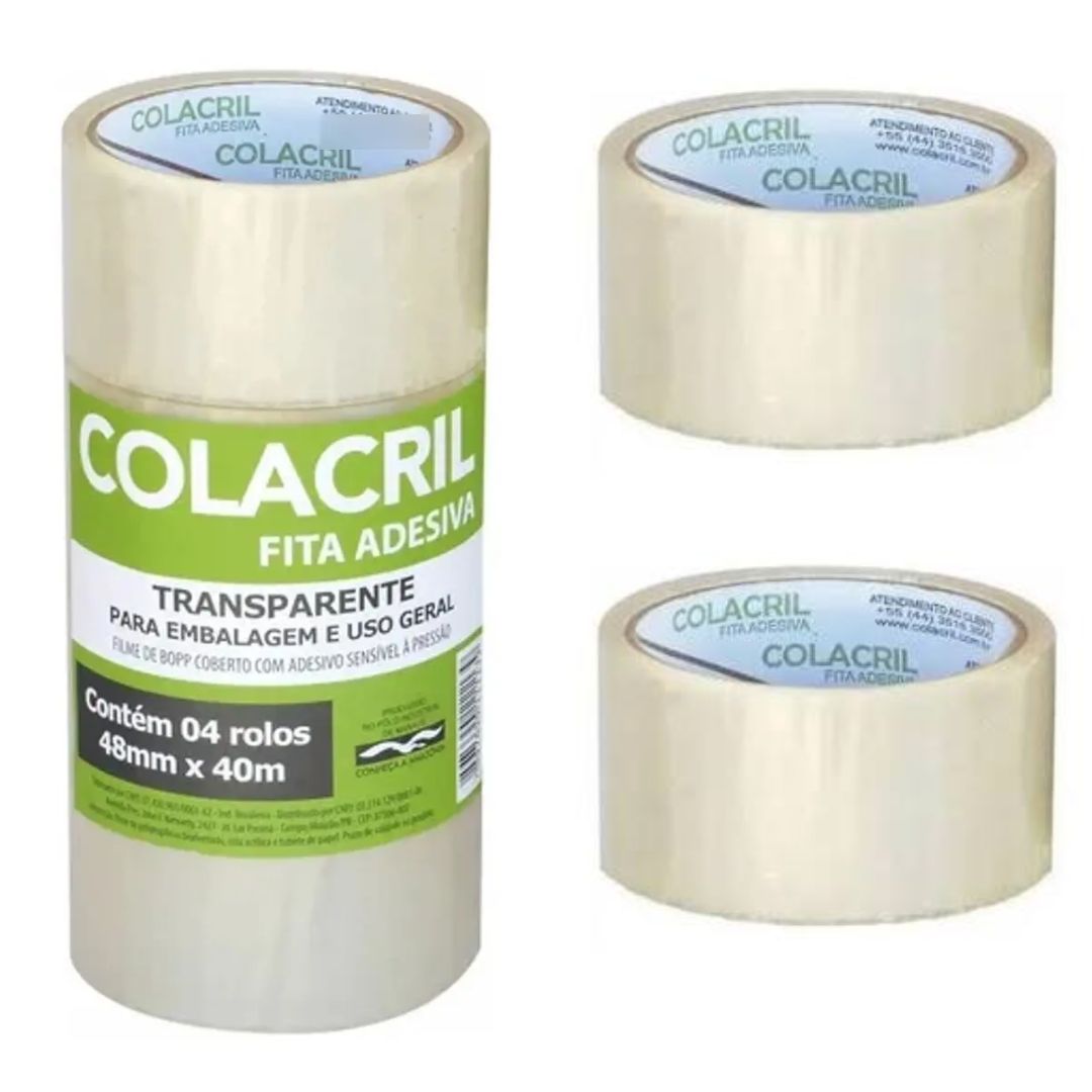 FITA ADESIVA COLACRIL 48X40 TRANSPARENTE C/4