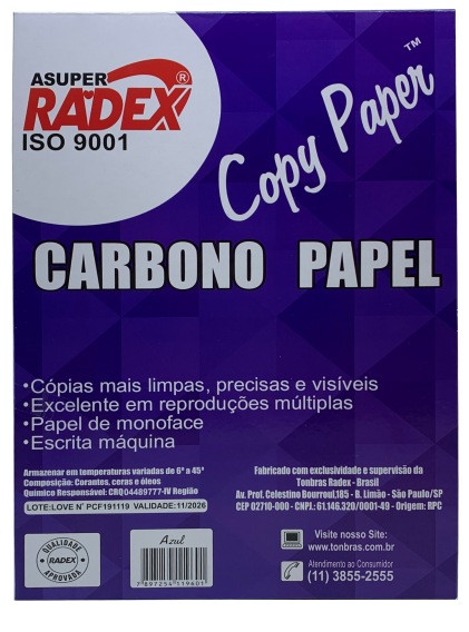 PAPEL CARBONO PAPEL AZUL RADEX C/100