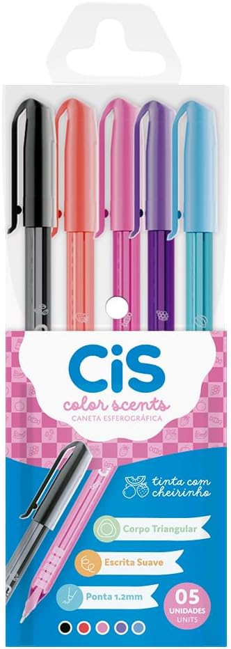 CANETA CIS COLOR SCENTS PERFUMADA ESTOJO C/5