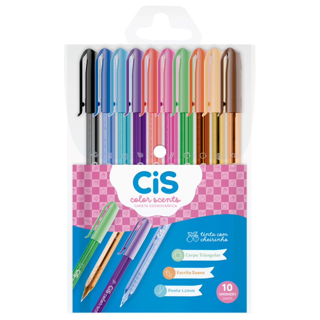 CANETA CIS COLOR SCENTS PERFUMADA ESTOJO C/10