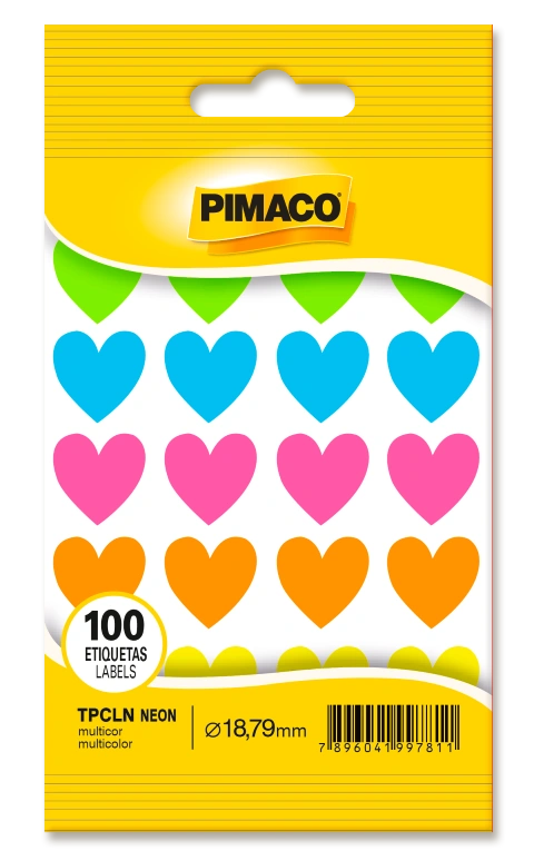 ETIQUETA ADESIVA TP CORAÇÃO PIMACO 5FLS.C/100 NEON