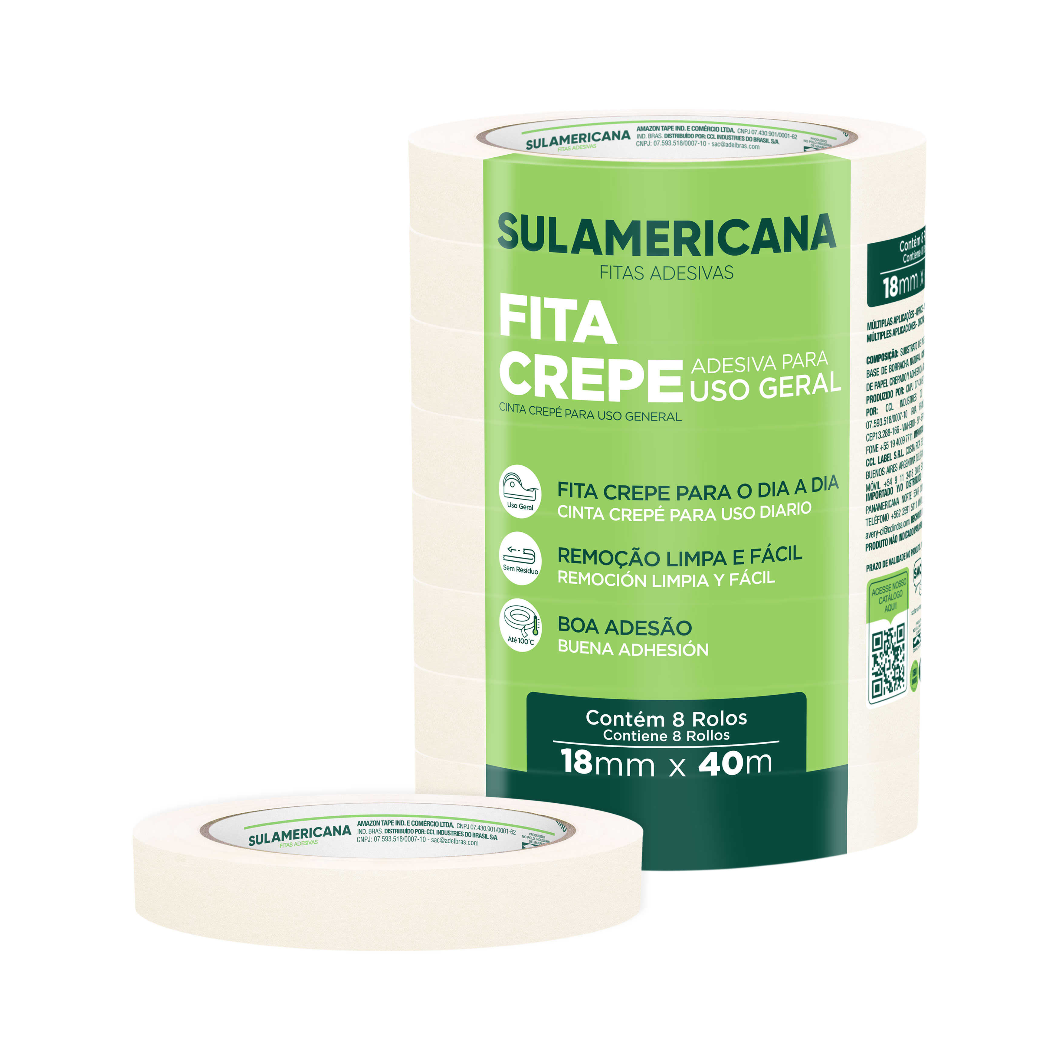 FITA CREPE 18MMX40M C/8 SULAMERICANA