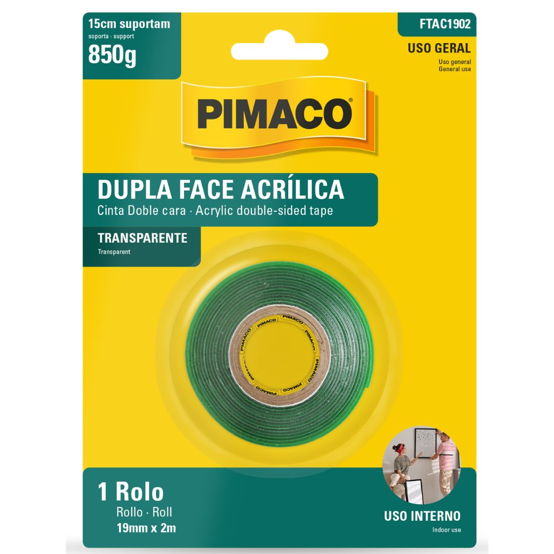 FITA DUPLA FACE ACRÍLICA 19MMX2M PIMACO 850GR VD